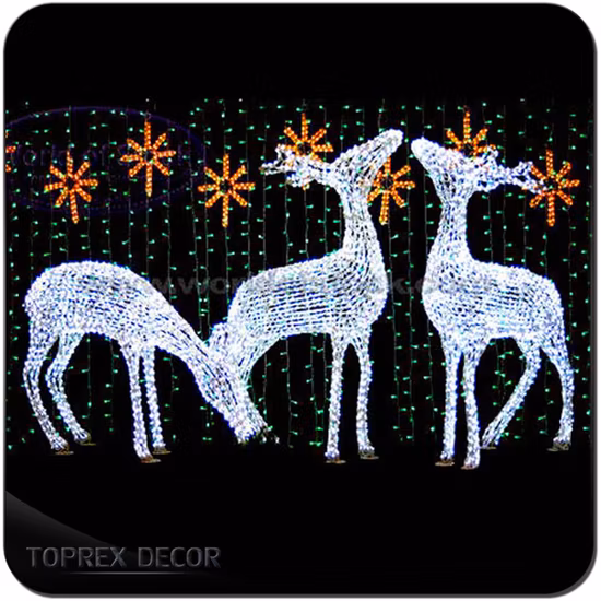 Acrílico personalizável de qualidade à prova de intempéries animado iluminado renas LED 3D luz animal